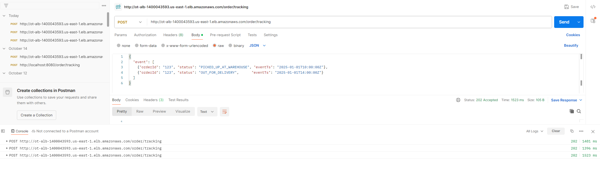 Postman Request to ECS Service